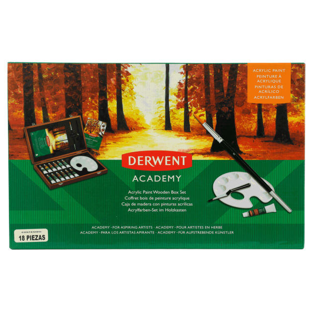 Estuche Madera Tubo Acrílico Derwent Academy C/12